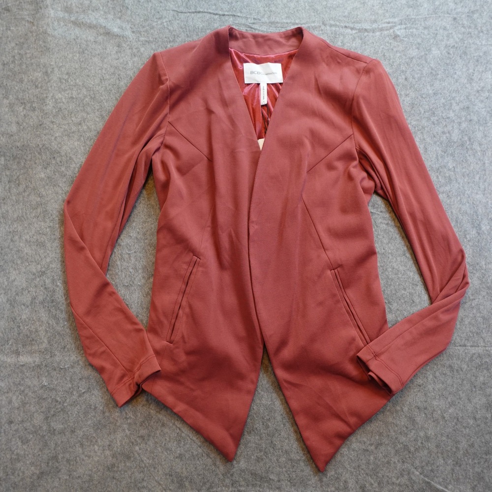 BCBGeneration Jacket Women Small Ruby Wine Open Front Asymmetrical Tuxedo Blazer